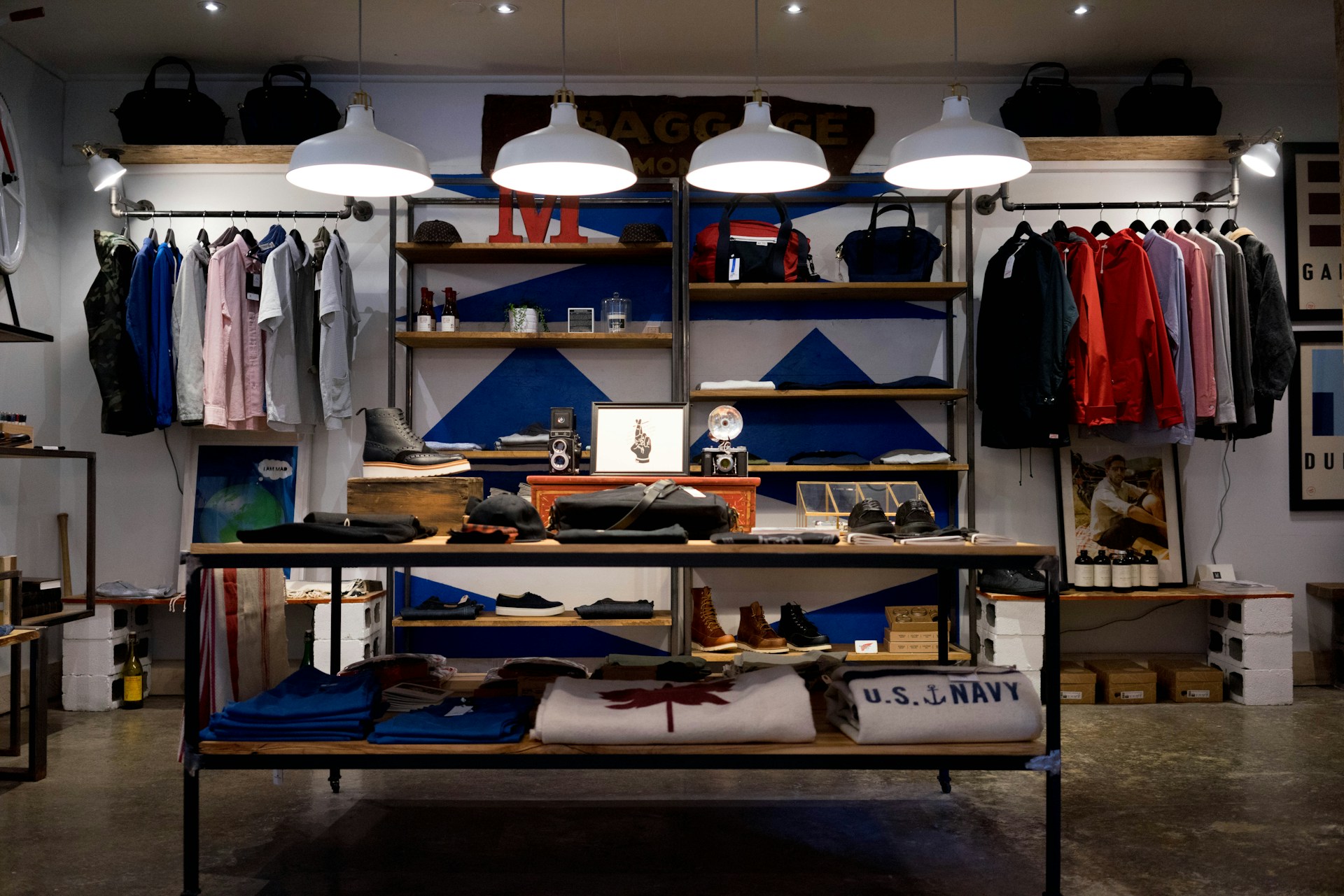 Luxury boutique vitrine with refined retail merchandising