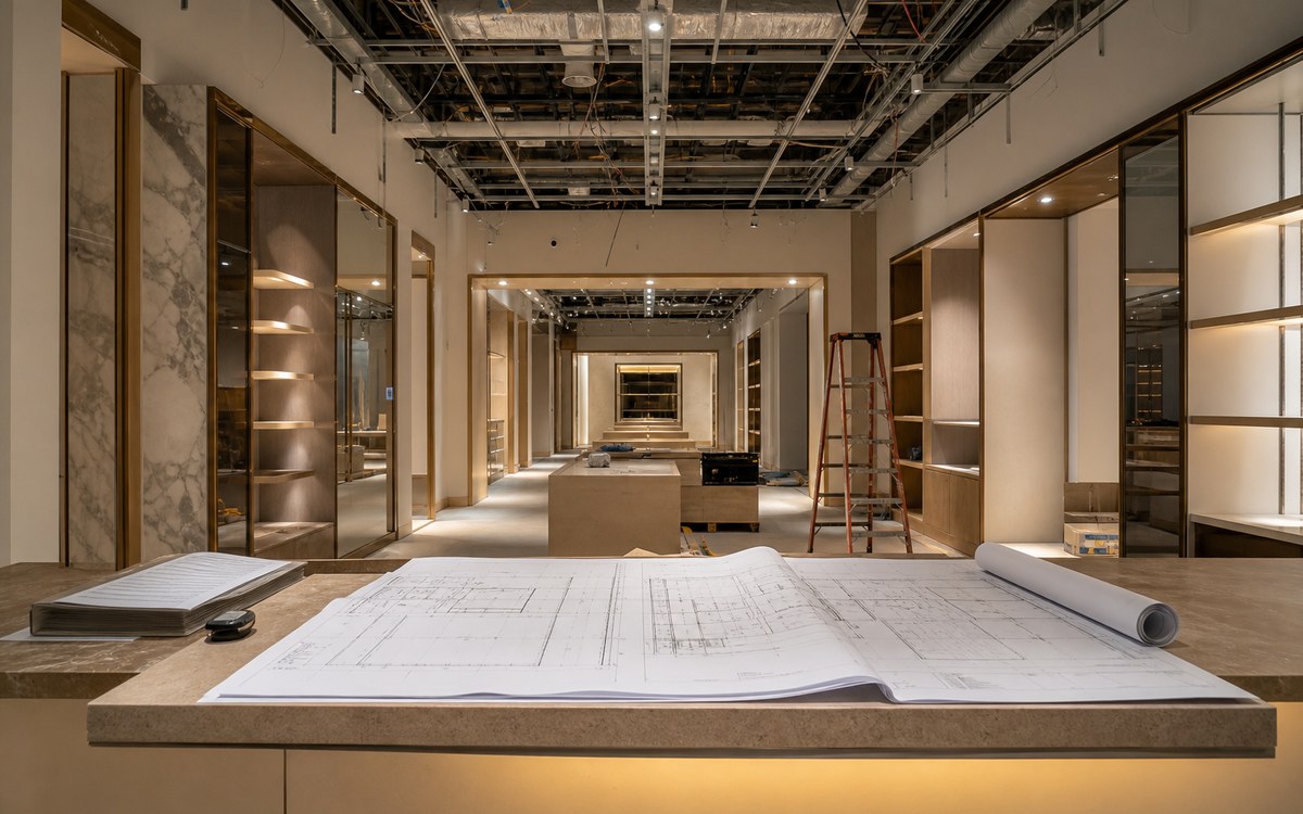 Construction coordination during a retail technology fit-out